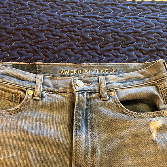 American Eagle, Size 4, lightly worn, distressed, light blue denim, skinny jeans - Picture 3 of 3